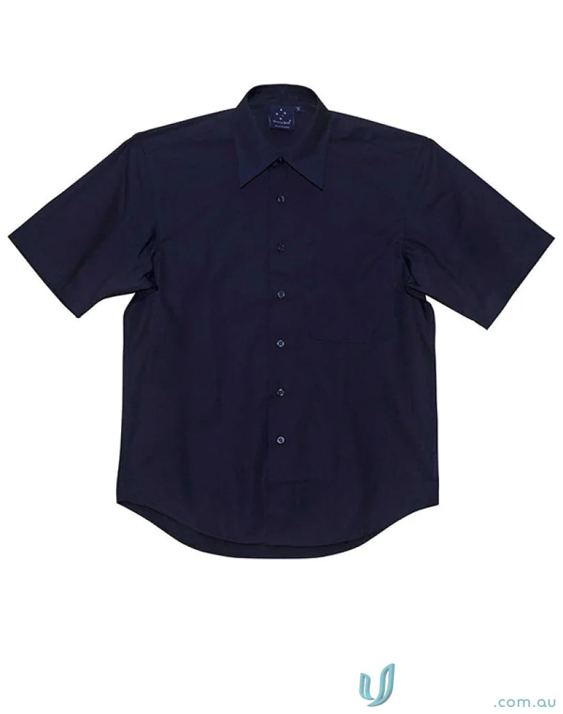 Navy blue Winning Spirit Mens Executive Short Sleeve Shirt for a sharp look