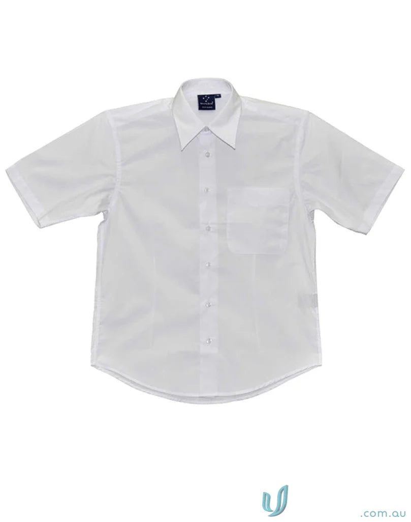 White short-sleeved button-down shirt from Winning Spirit Mens Executive Short Sleeve collection
