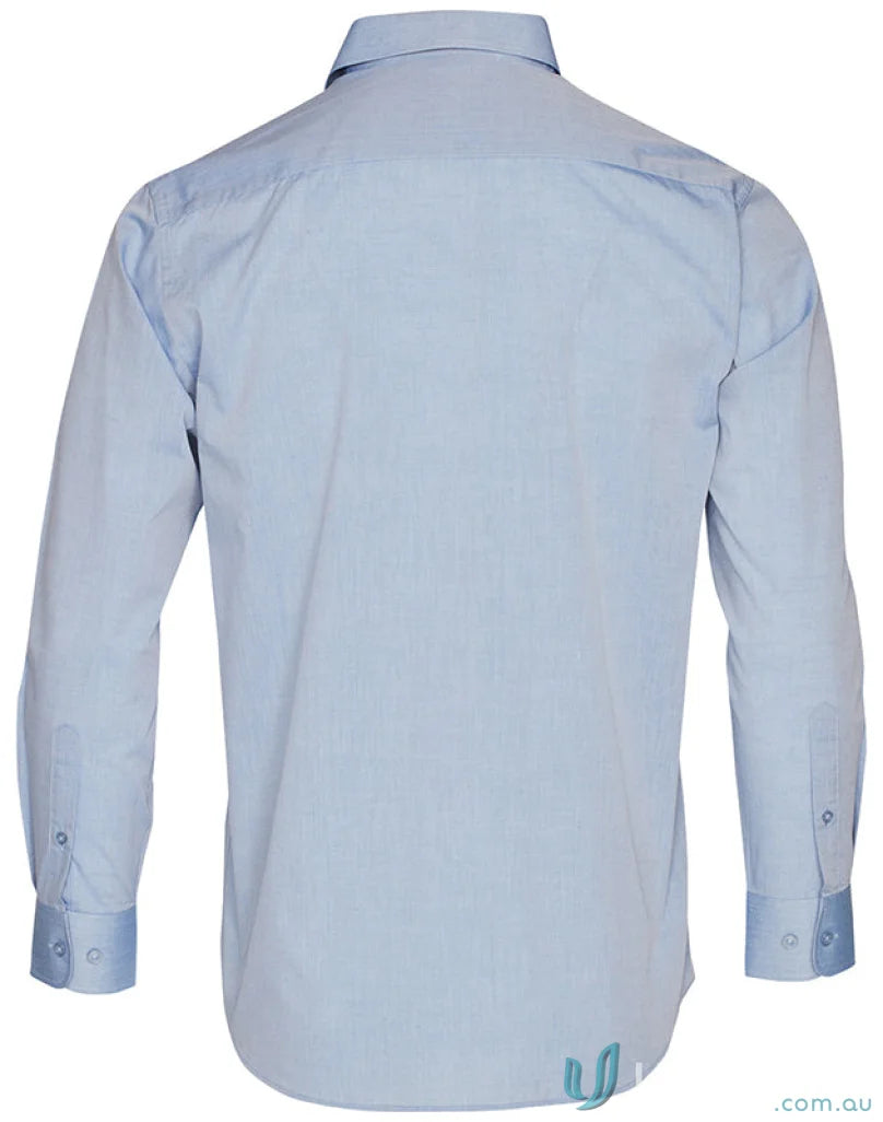 Light blue m7012 mens fine chambray long sleeve shirt for a stylish look