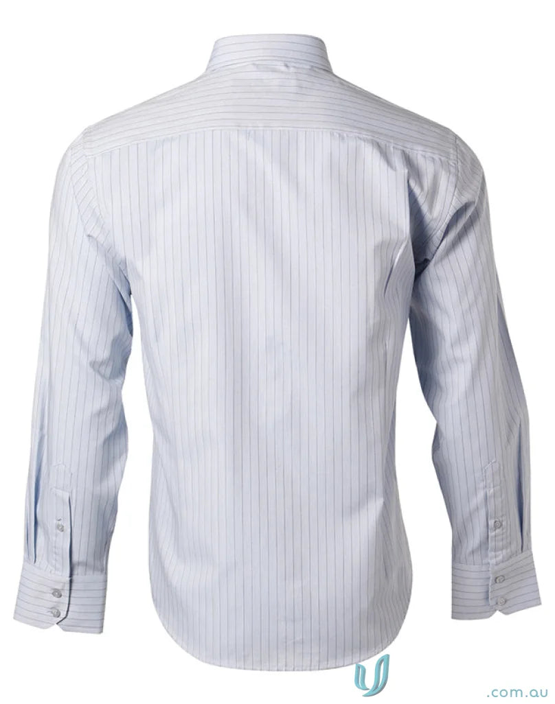 Mens workwear Winning Spirit Pin Stripe Shirt in bs17 pin stripe long-sleeved style