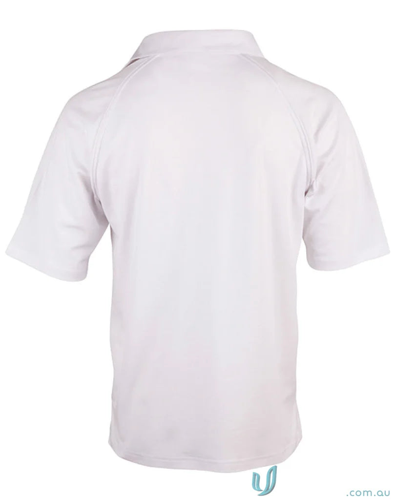 White short-sleeved collared ps29 Cricket Polo with moisture-wicking Winning Spirit Truedry technology