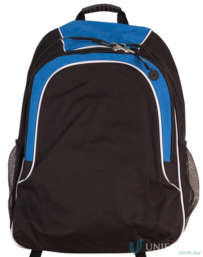 Black and blue Winning Spirit Winner Backpack with organizer pockets for B5020 winner backpack fans