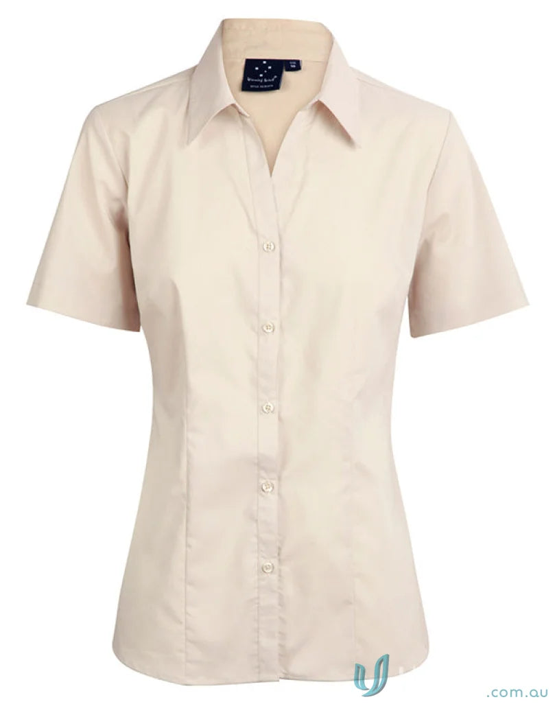 Beige winning spirit womens executive ss shirt with short sleeves and bs07s ladies teflon
