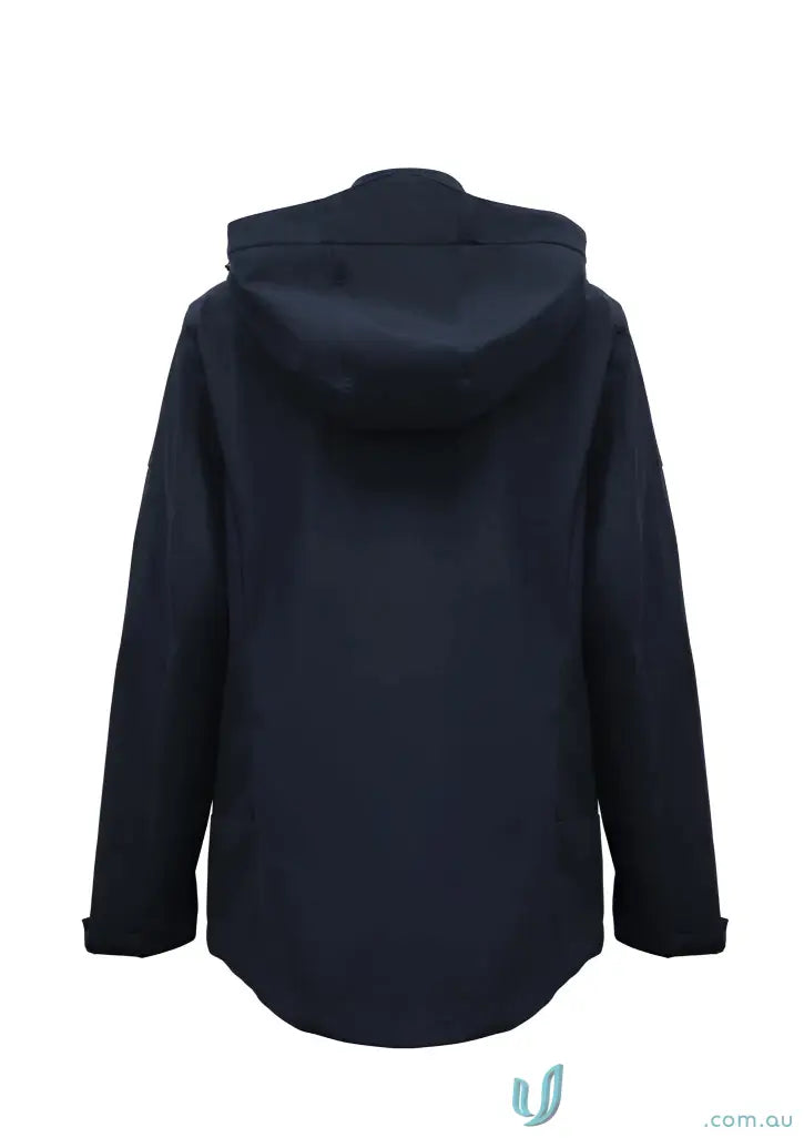 Women’s Atlas Jacket with navy hooded design made from breathable fabric and waterproof membrane