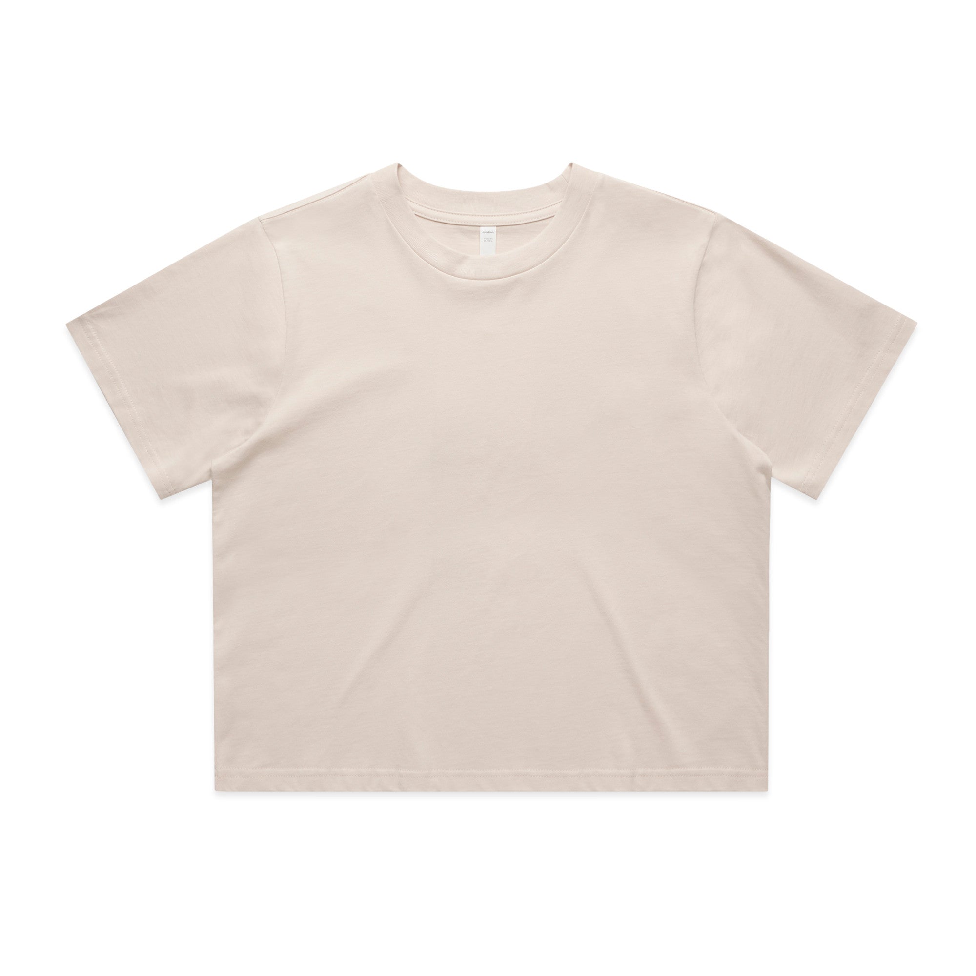 Women’s classic off-white cropped tee with short sleeves and crew neck perfect for casual work uniforms and workwear