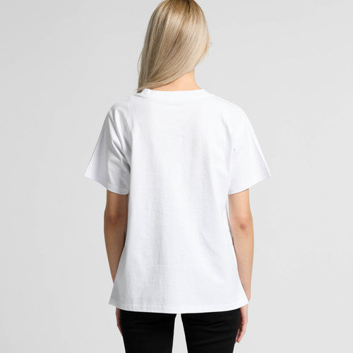 White soft cotton women’s classic minus tee with relaxed fit and short sleeves perfect for workwear uniforms