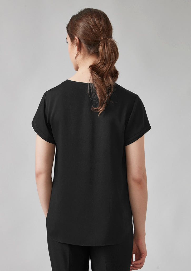 Womens Evelyn short sleeve blouse in black relaxed fit