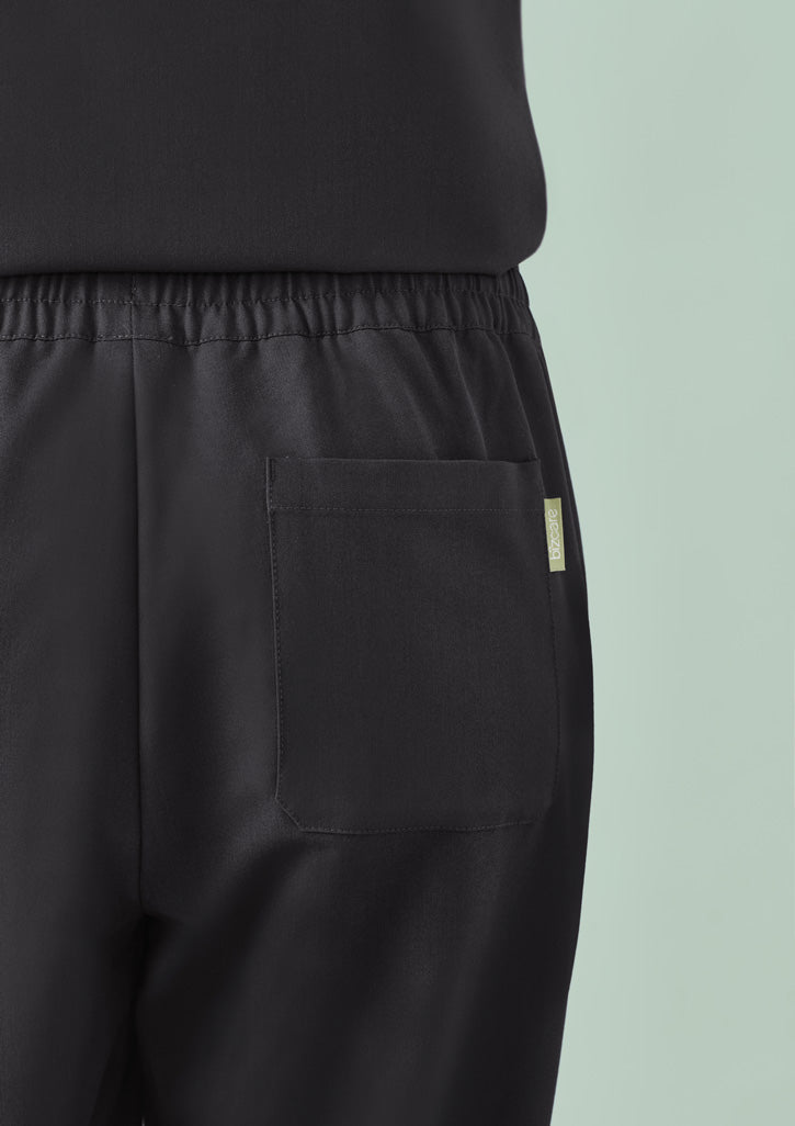 Womens Pulse Jogger scrub pant in black with elastic waist and gold tag