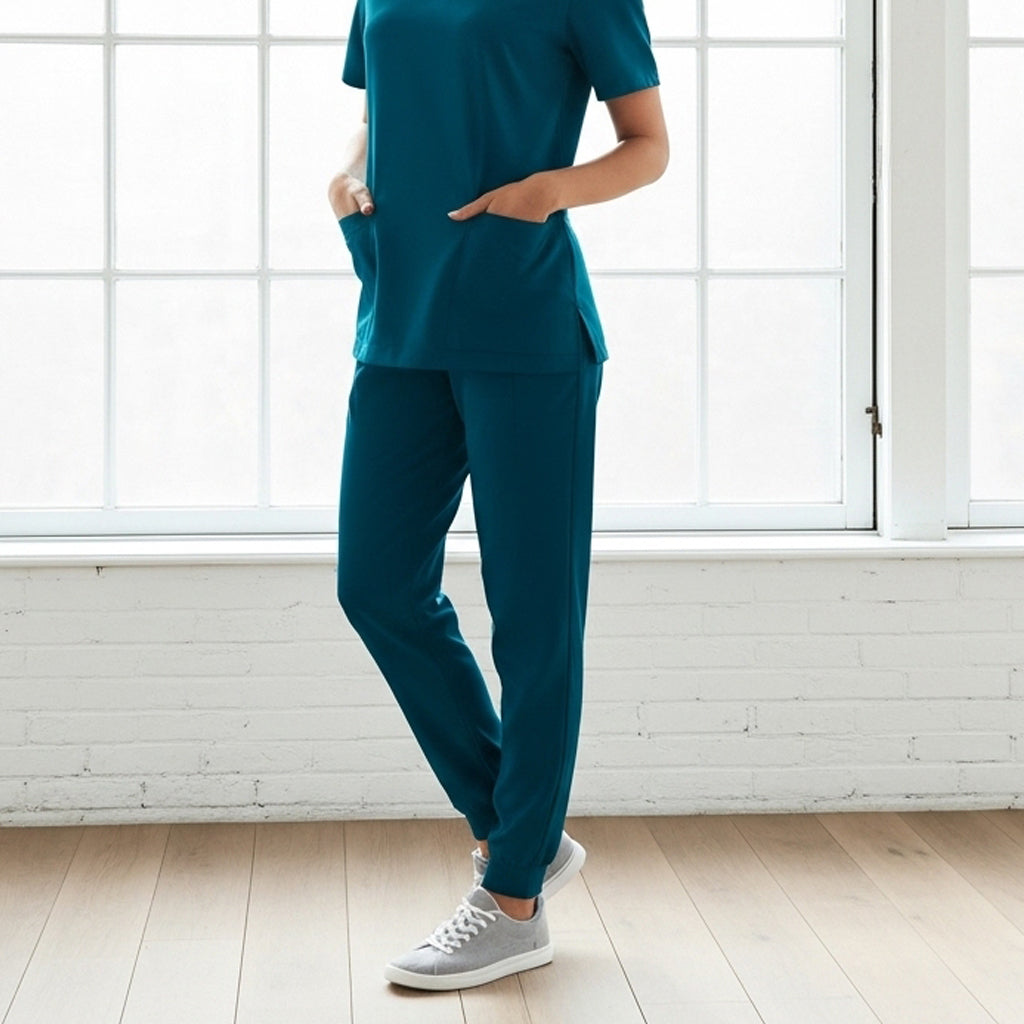 Teal womens pulse jogger scrub pant set with pockets