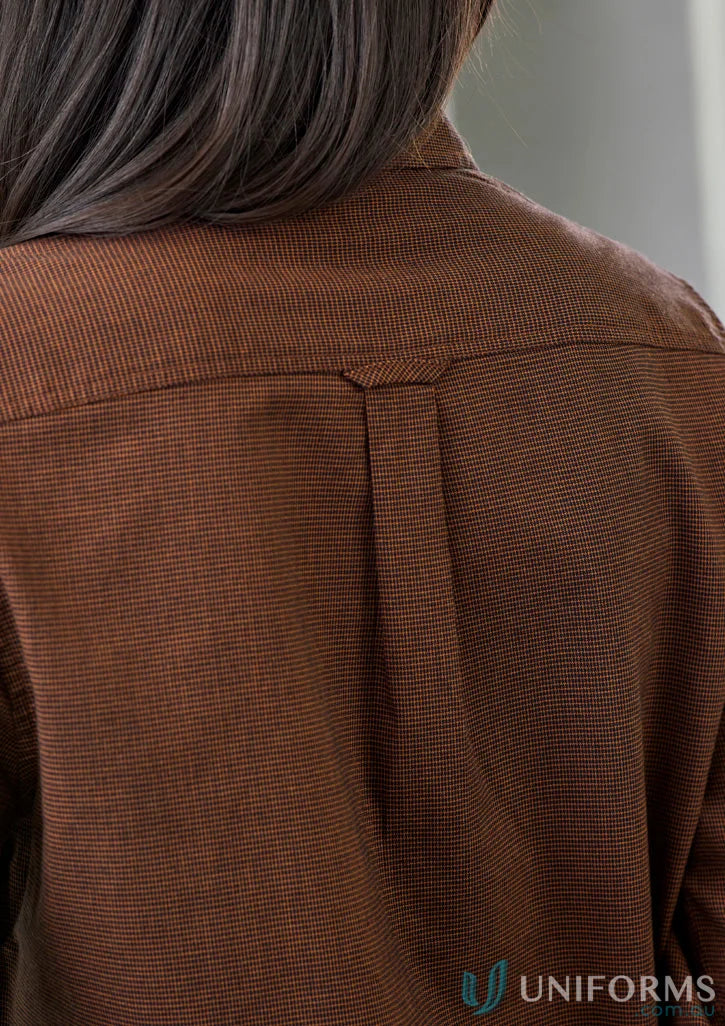 Brown textured back of Womens Soul LS Shirt from Biz Collection Womens collection