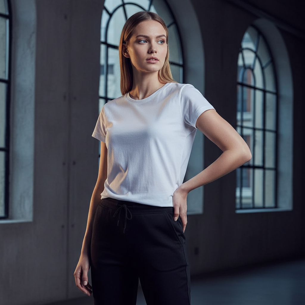 Womens Streetworx tee shirt: white short-sleeved crew neck lightweight cotton tee