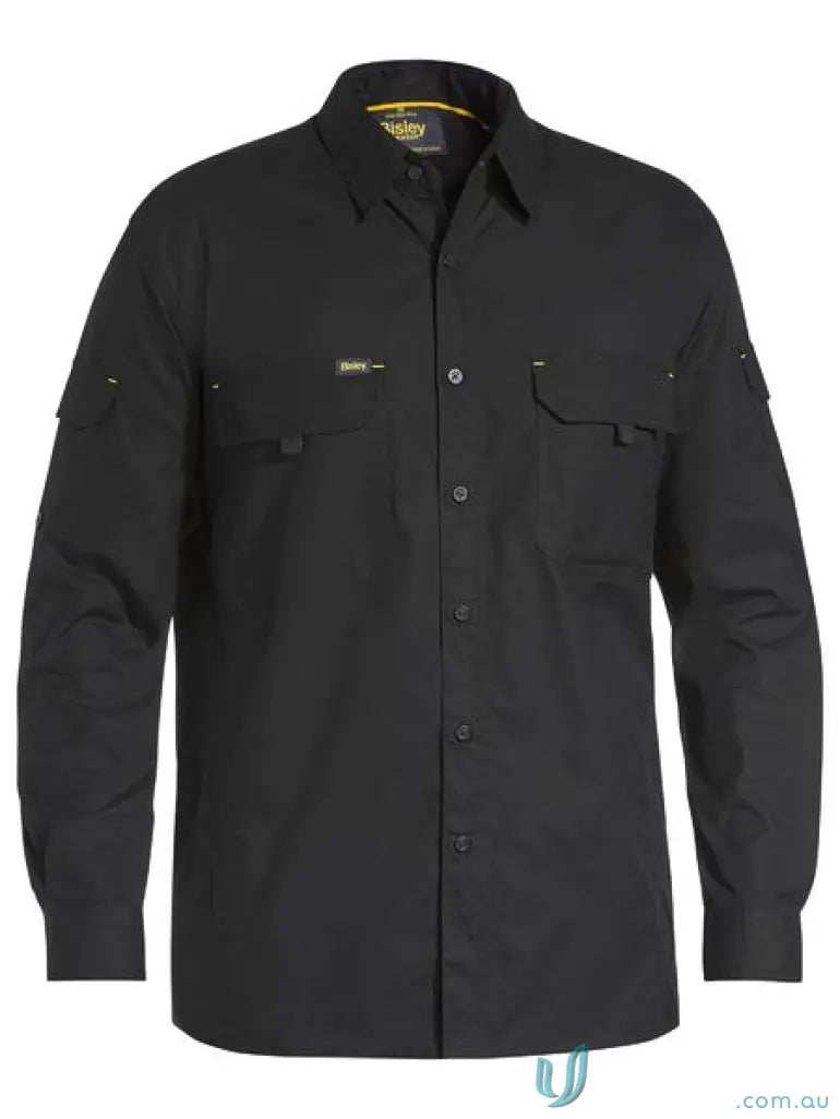 Men’s black X Airflo Ripstop Shirt with pockets, perfect for staying cool at work