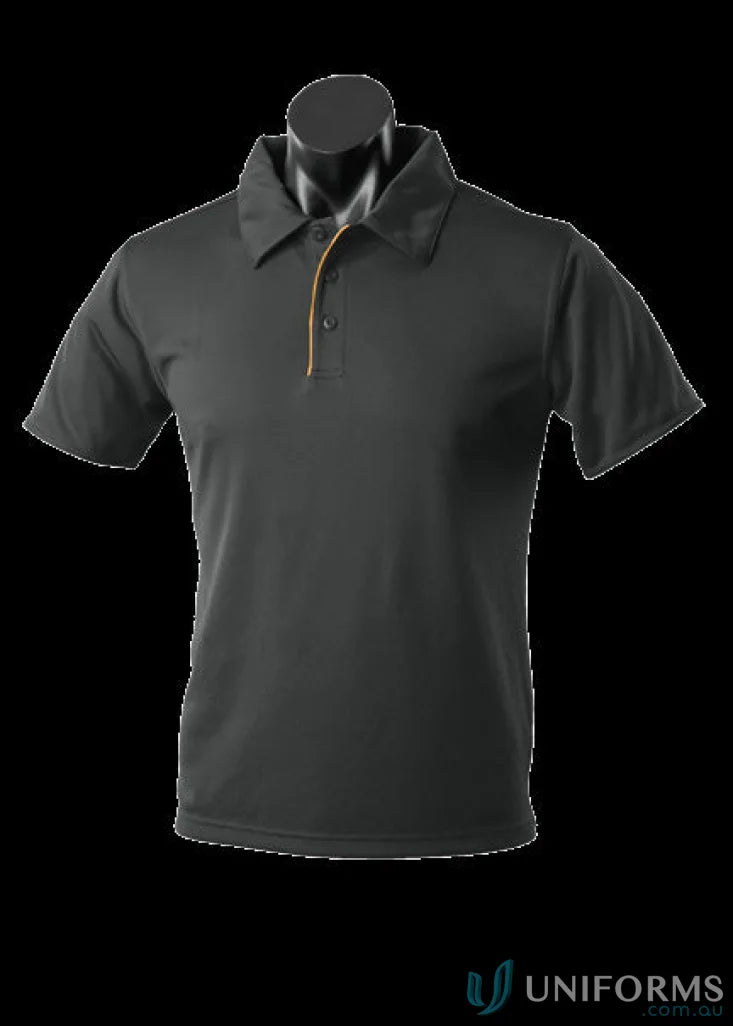 Black Yarra Polo on mannequin perfect for work uniforms and casual wear