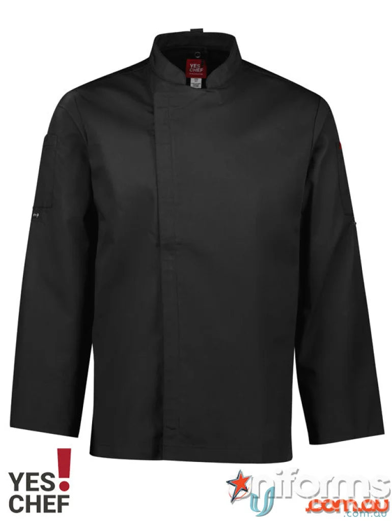 Black chef ls jacket from Yes Chef Alfresco Chef LS Jacket for stylish cooking warmth