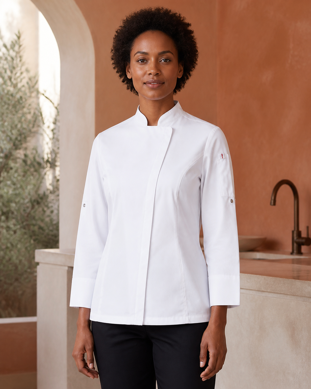 Yes Chef Ladies Alfresco long sleeve chef jacket in white