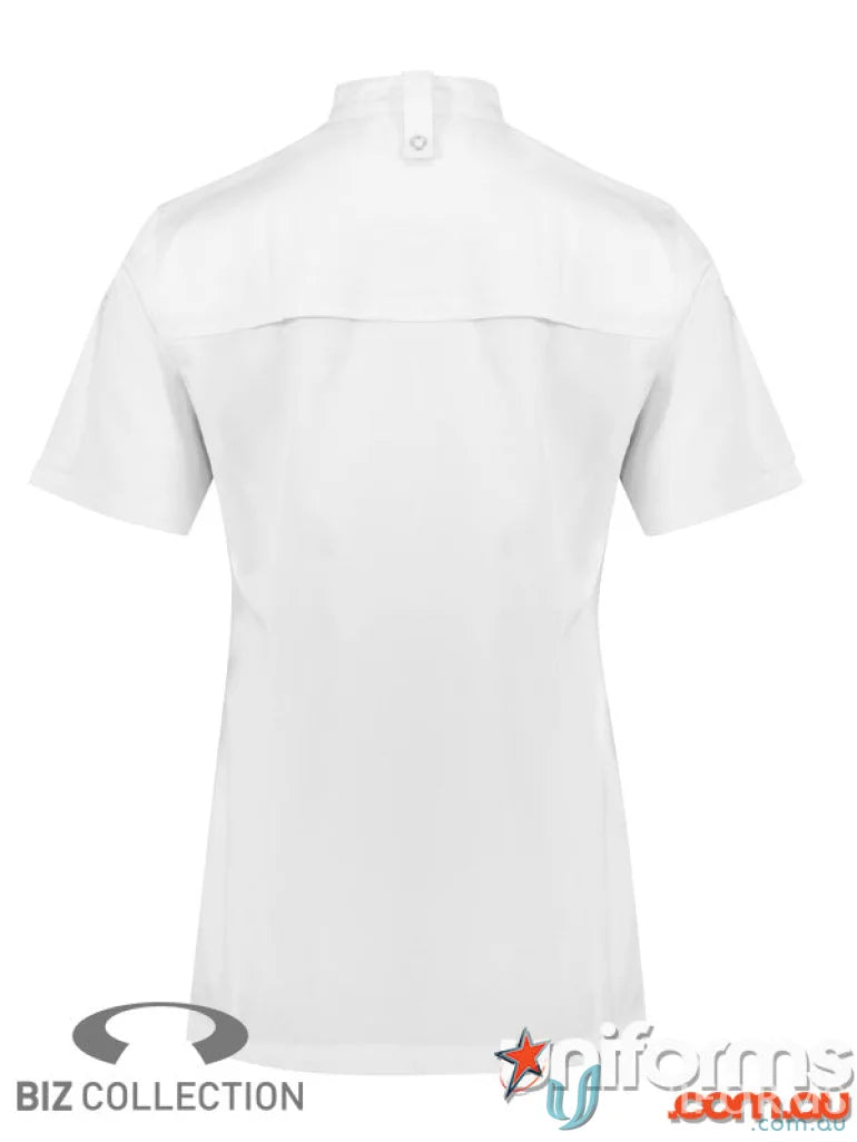 White short sleeve shirt from Yes Chef Ladies Zest SS Chef Jacket collection