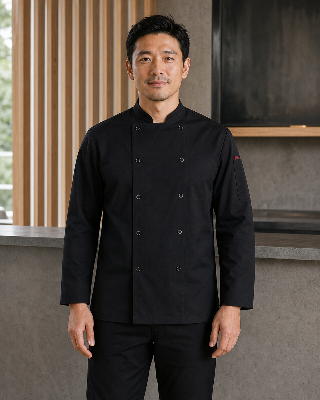 Yes Chef Zest long sleeve chef jacket in black