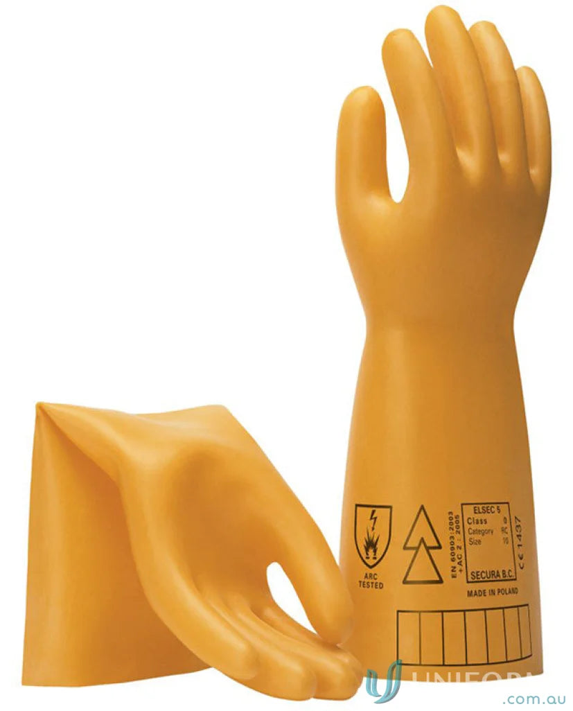 Yellow electrical insulating gloves from Maxisafe Electrical for safe 1000v insulation