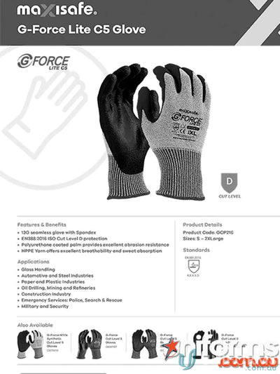 G-Force Lite C5 work gloves perfect for workwear and uniforms in tough jobs