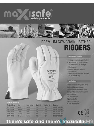 Premium cowgrain leather riggers glove ideal for workwear and industry uniforms