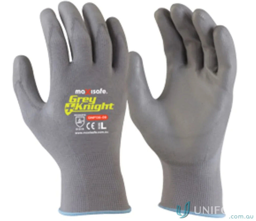 Pair of gray work gloves ideal for small parts handling and workwear tasks