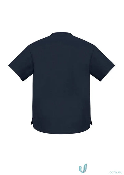 Dark blue 1300 DA Scrub Top with V-neck, side vents, and pocket for uniforms or workwear