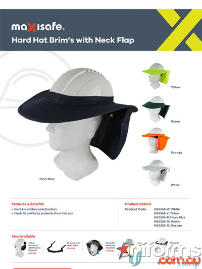 Hard Hat with Neck Flap for uniforms, ideal for added sun protection