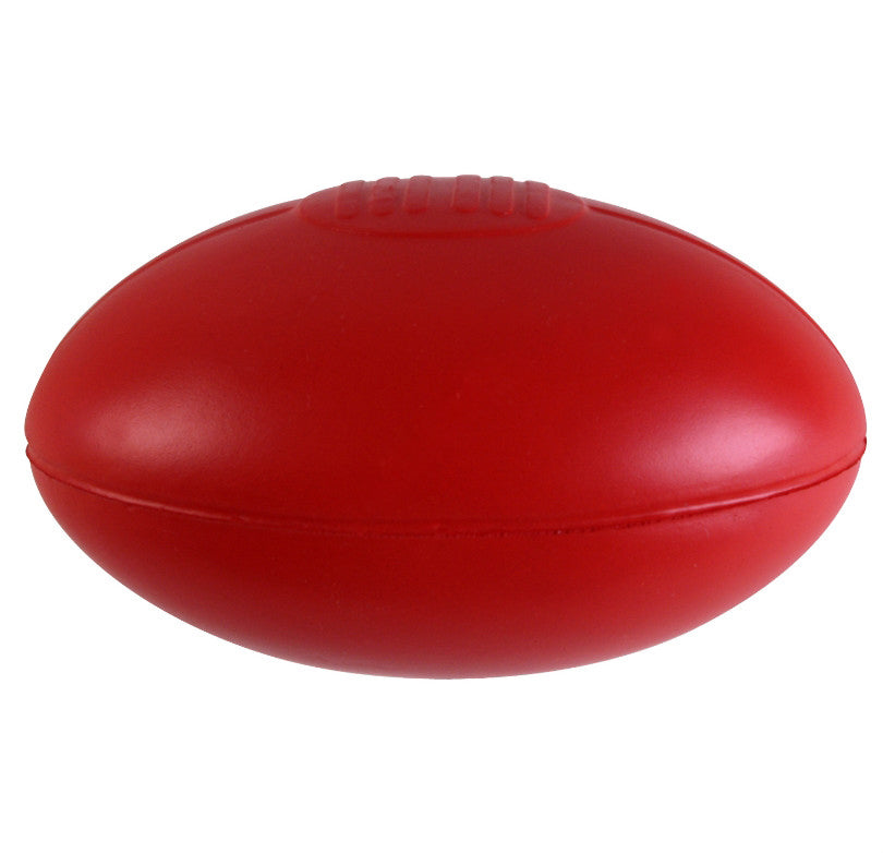 Red plastic aussie rules football stress ball perfect for workwear and uniforms stress relief at the office