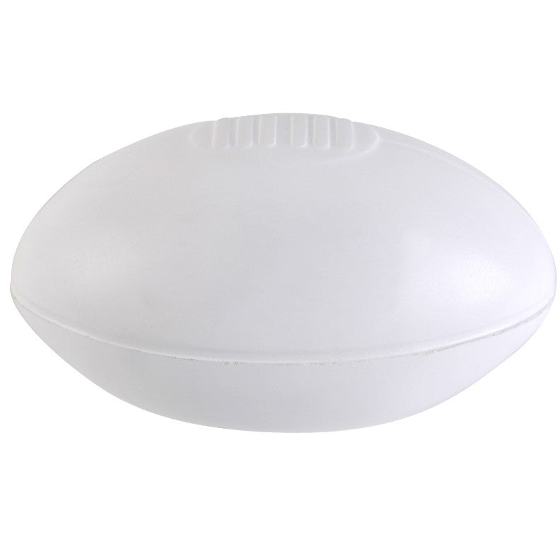 White foam aussie rules stress ball with textured ridges perfect for work uniforms and team sports stress relief