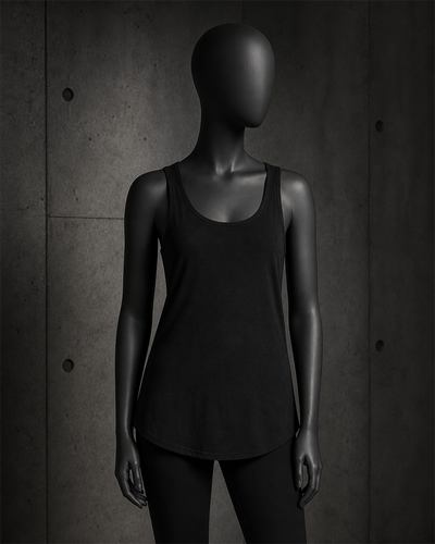 Wo's Mali Racerback 4013 blank product on dark industrial concrete background