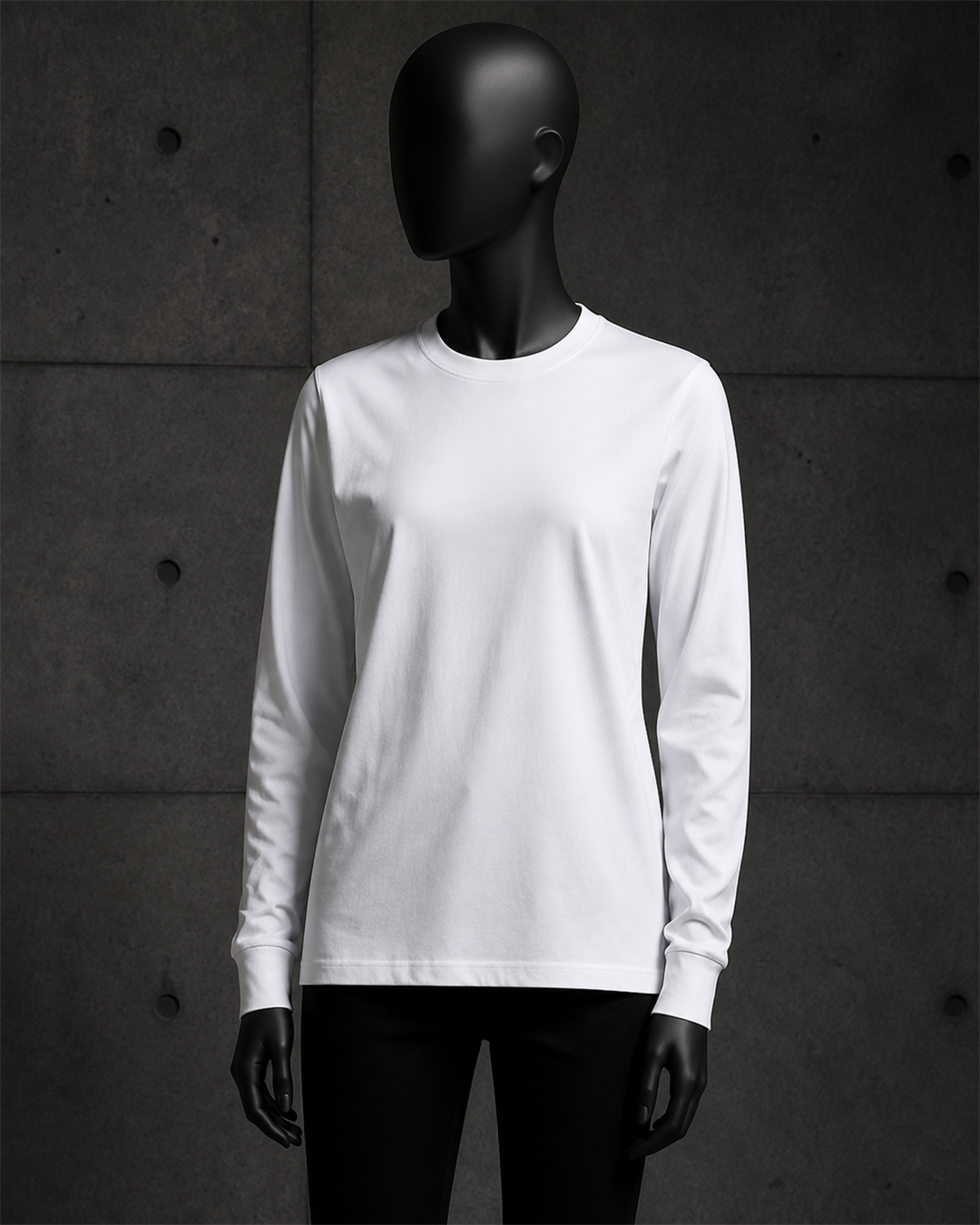Wo's Maple L/S Tee 4020 blank product on dark industrial concrete background