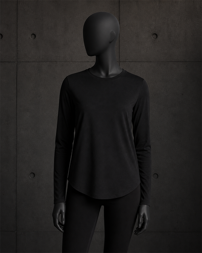 Wo's Maple Curve L/S Tee 4021 blank product on dark industrial concrete background