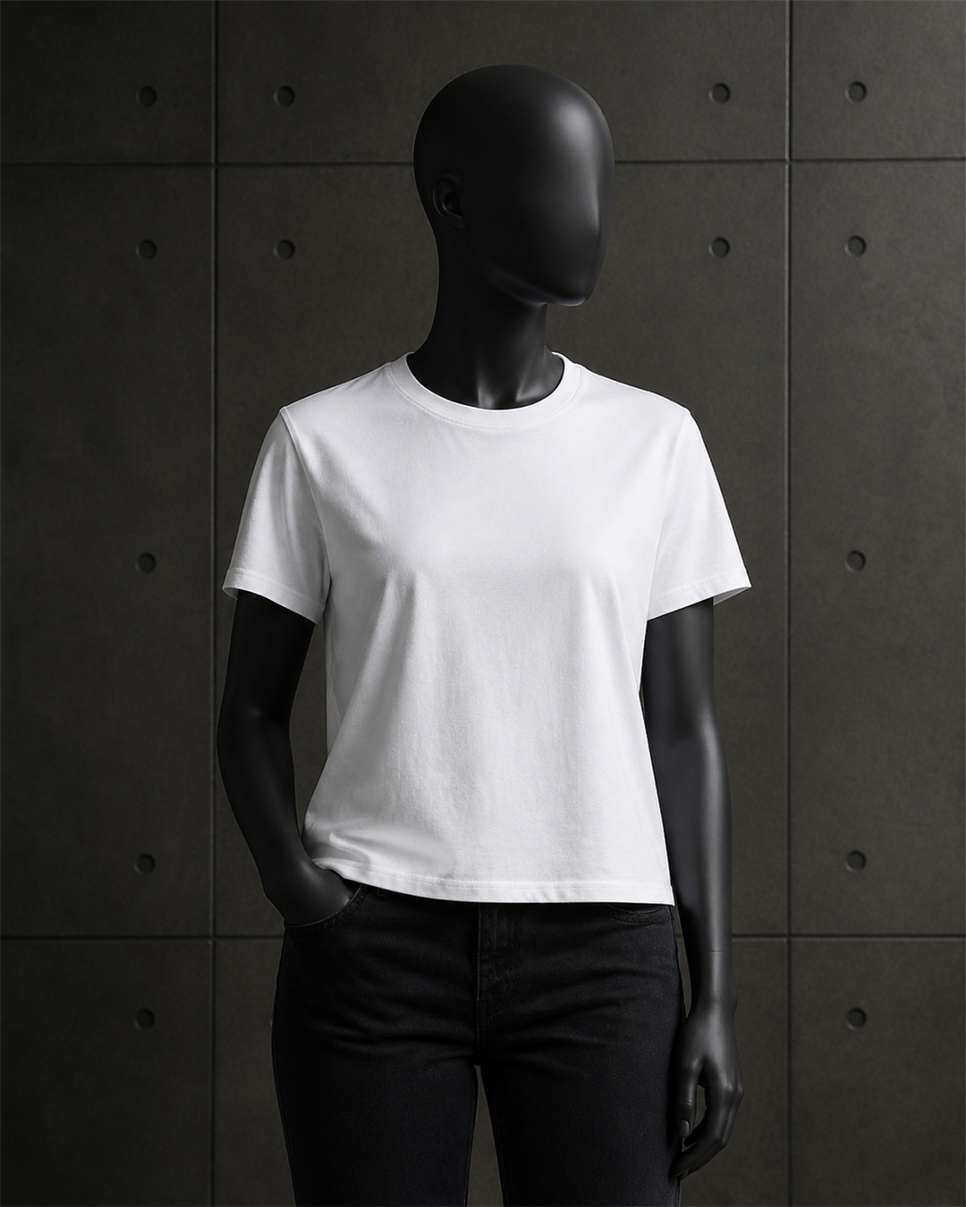 Wo's Maple Minus Tee [-8cm] 4025 4025 blank product on dark industrial concrete background