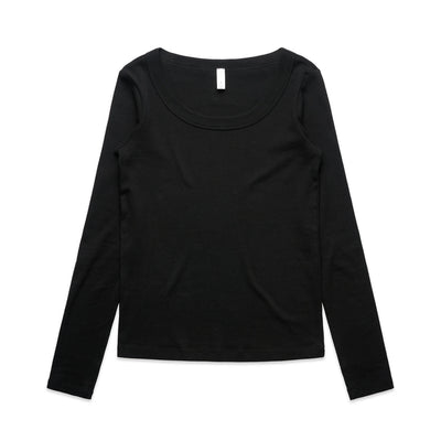 Wo's Organic Baby Rib L/S Tee 4075 - Black