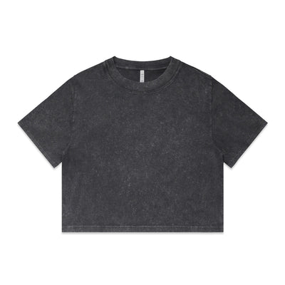 Wo's Stone Wash Heavy Crop Tee 4086 - Black Stone