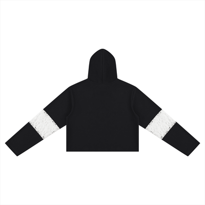 Women’s Cropped Lace-Panel Hoodie