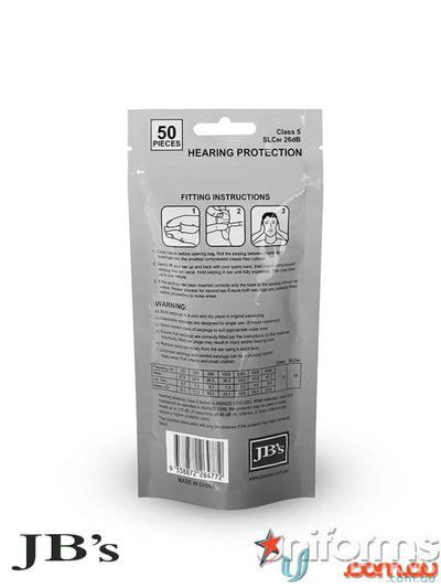 JBs 8P035 50 Pack. Bullet Shaped Ear Plugs