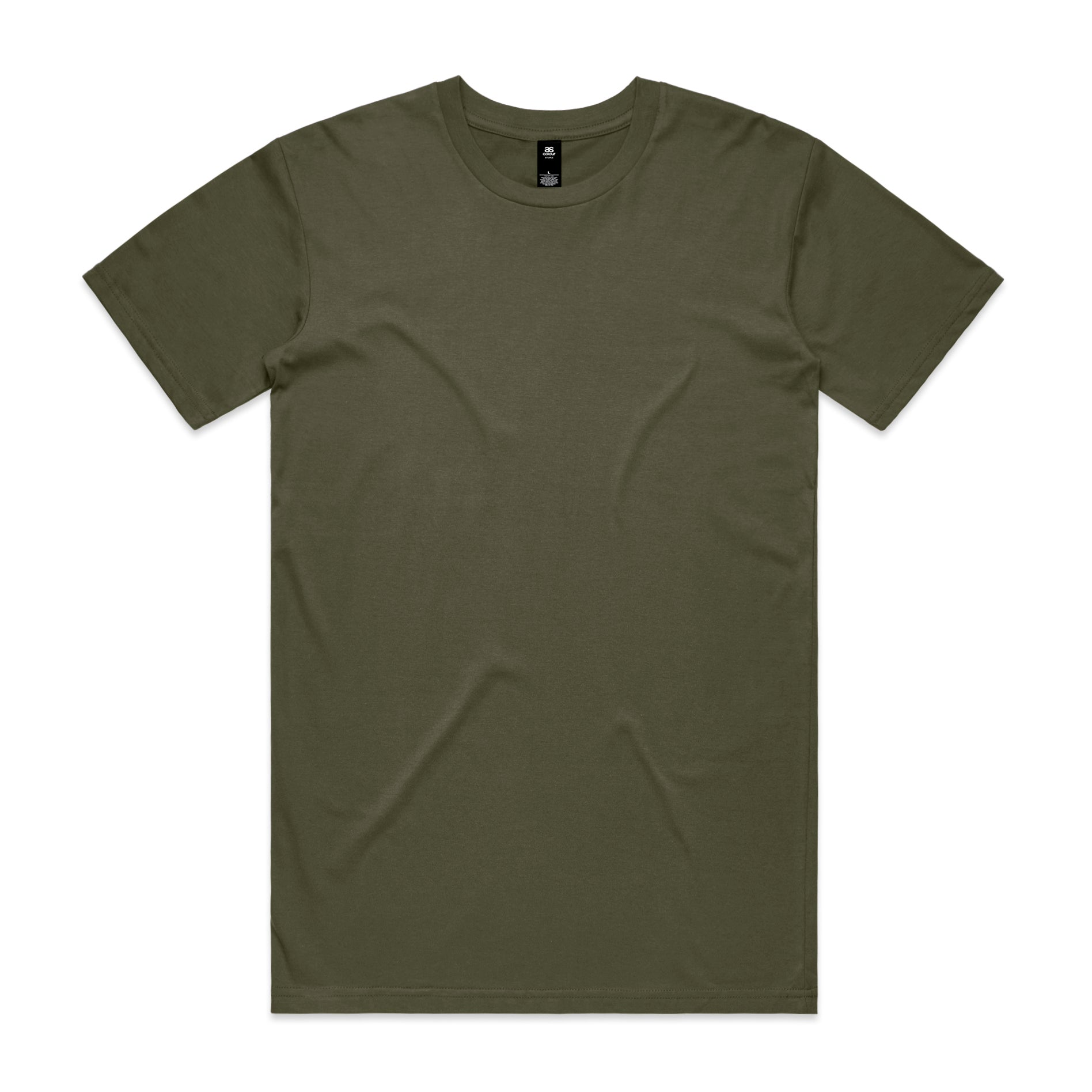Olive green short-sleeved crew neck planett staple tee perfect for comfortable work uniforms and casual workwear