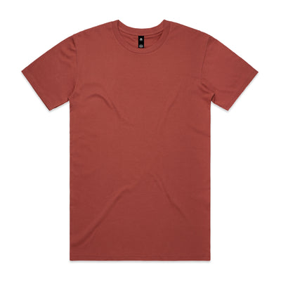 A rust-colored minimalist cotton Planett Staple Tee with crew neck and short sleeves perfect for work uniforms