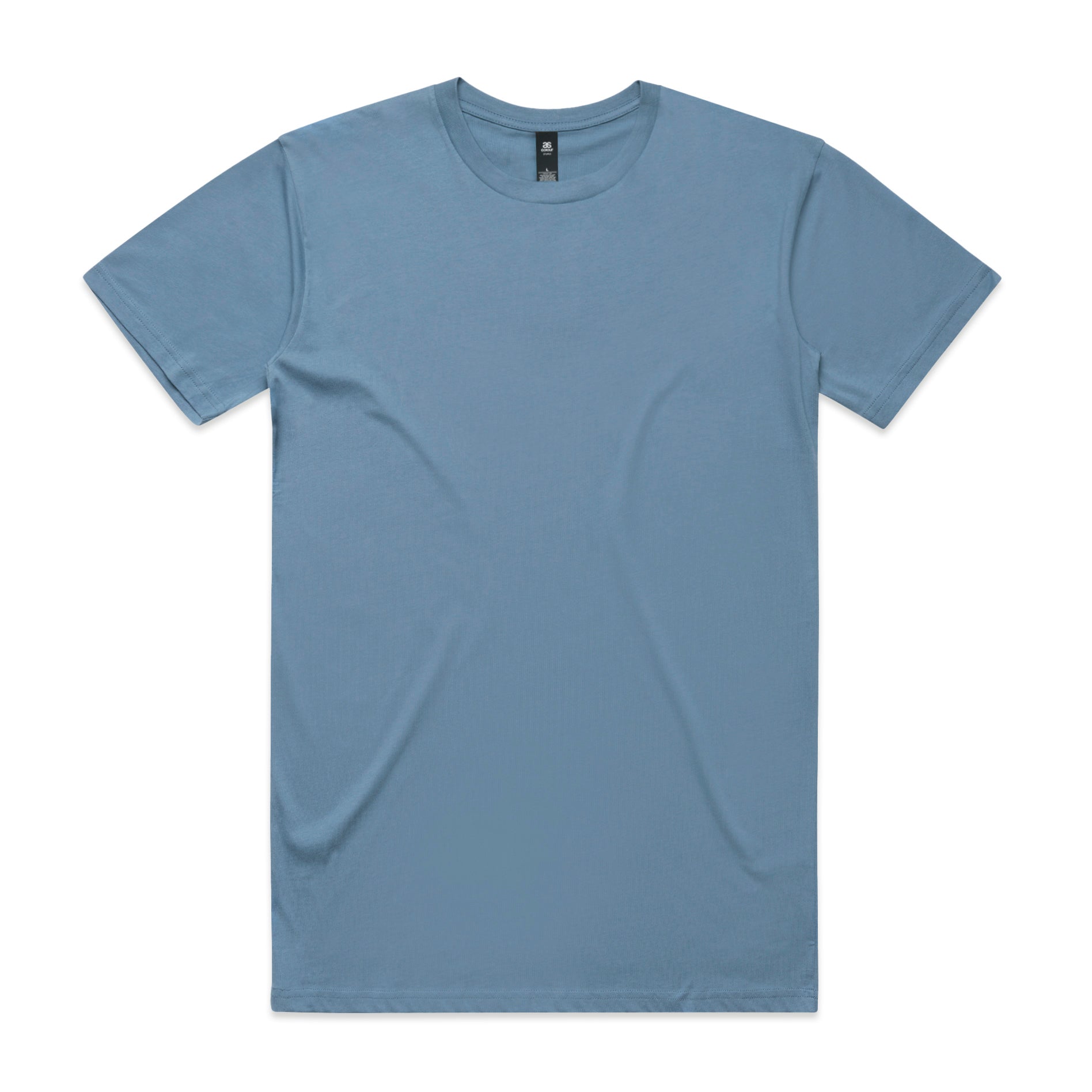 A soft blue crew neck planett staple tee made of smooth lightweight fabric perfect for workwear uniforms