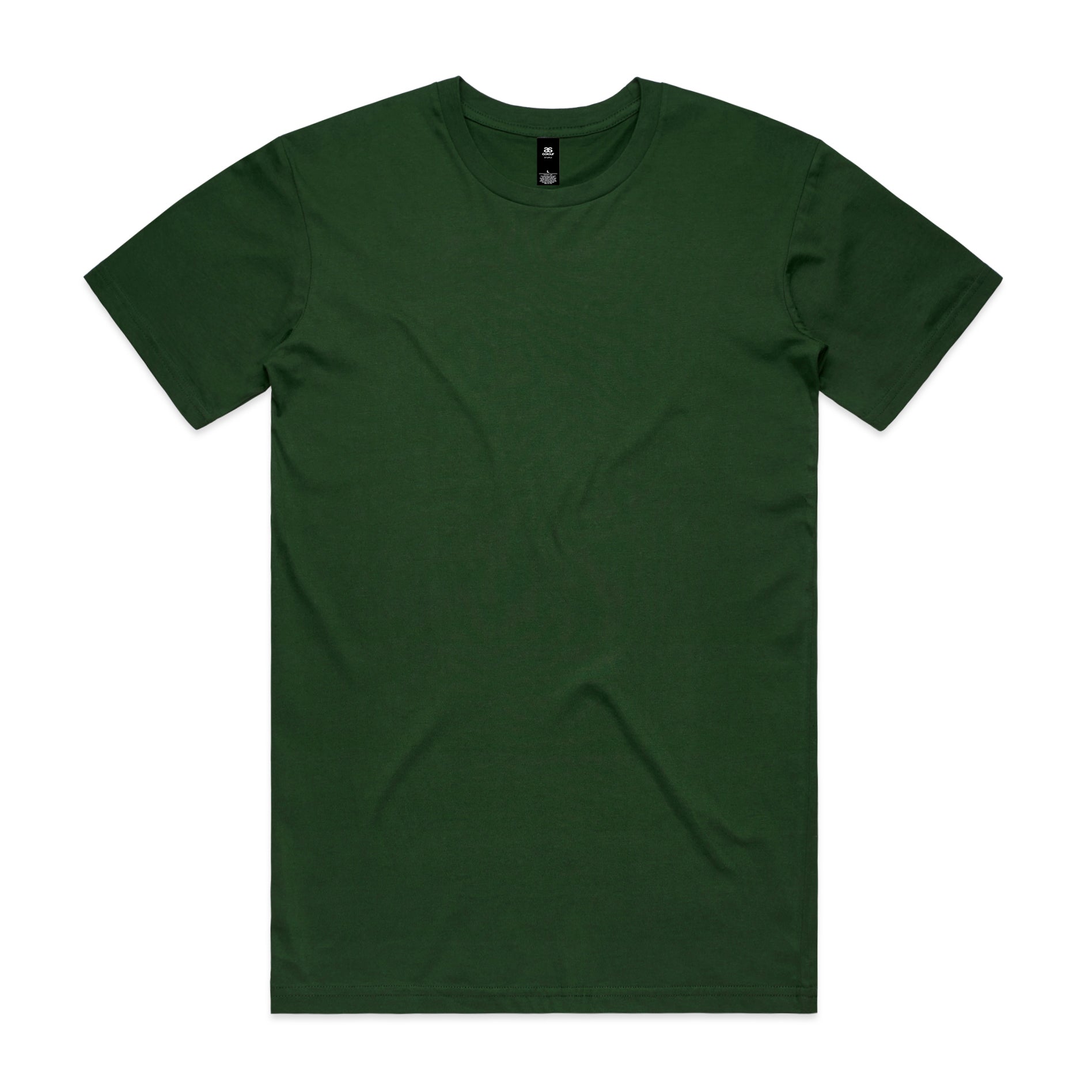 Dark green plain cotton planett staple tee with crew neck and short sleeves perfect for workwear and uniforms