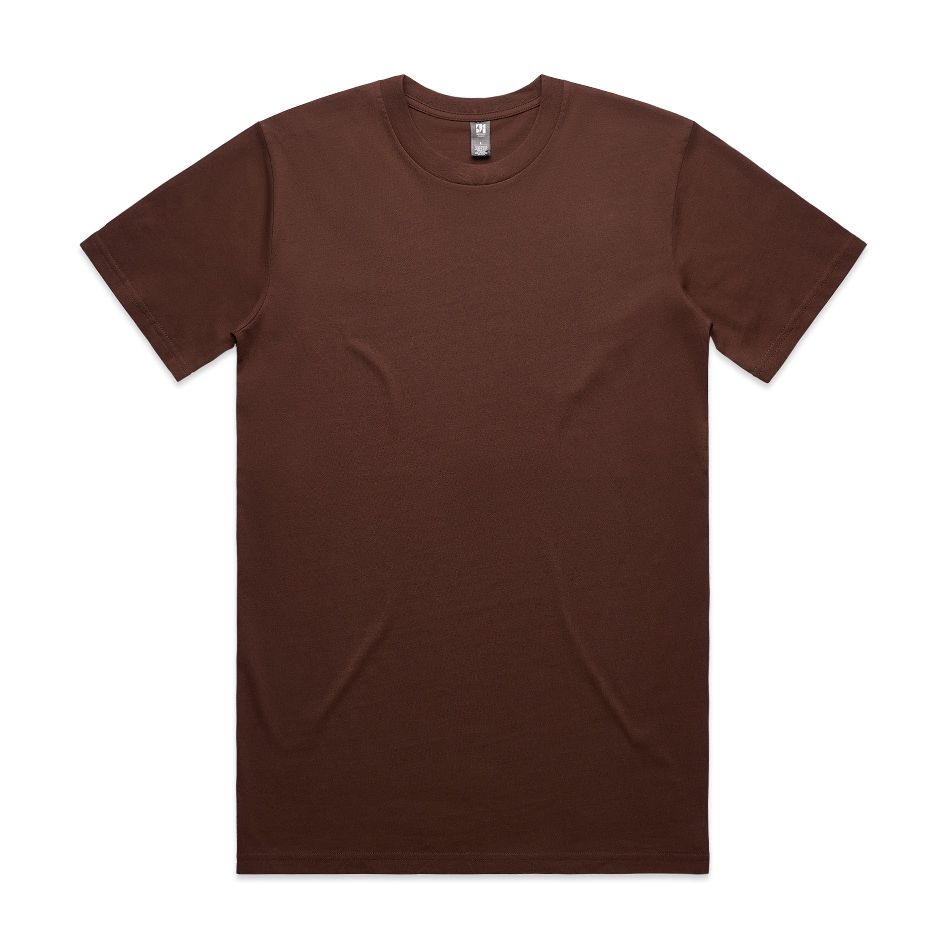 Classic heavyweight plain brown cotton t-shirt with crew neck and short sleeves ideal for workwear uniforms