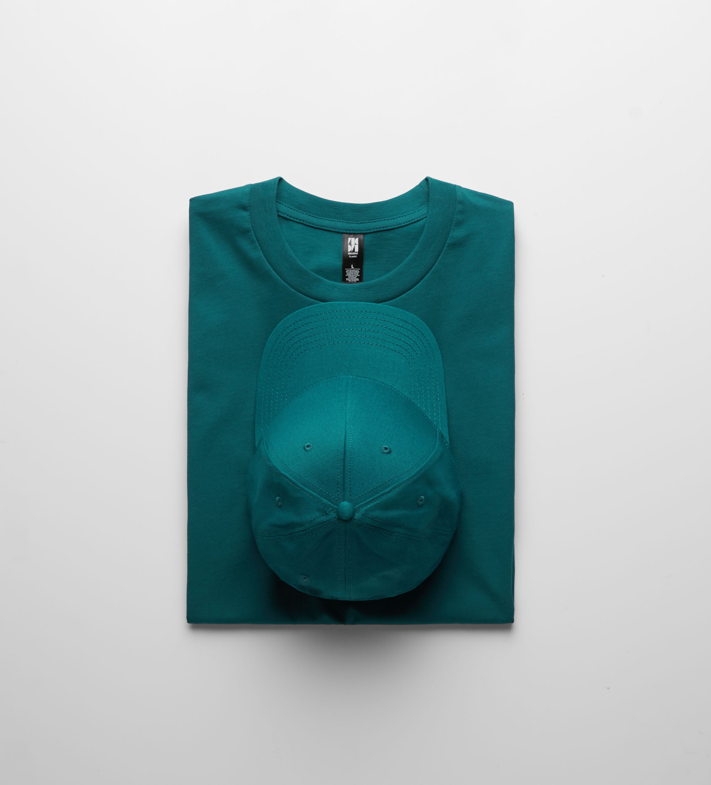 Teal classic heavyweight t-shirt with matching baseball cap perfect for durable workwear and work uniforms