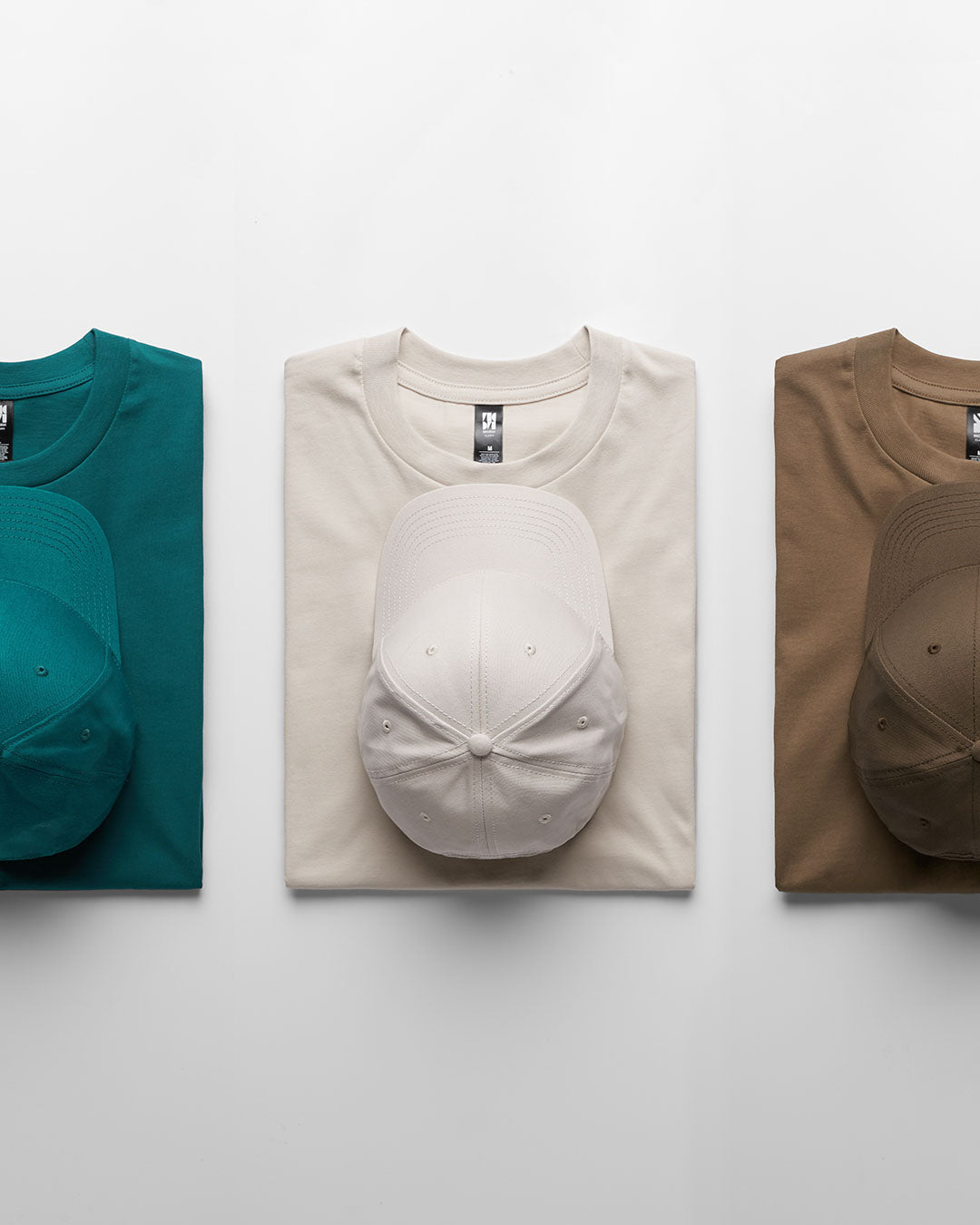 Beige cotton classic heavyweight t-shirt with a folded cap ideal for comfortable workwear and uniforms