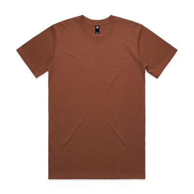 Minimalist brown cotton classic heavyweight t shirt with crew neck perfect for uniforms and workwear use