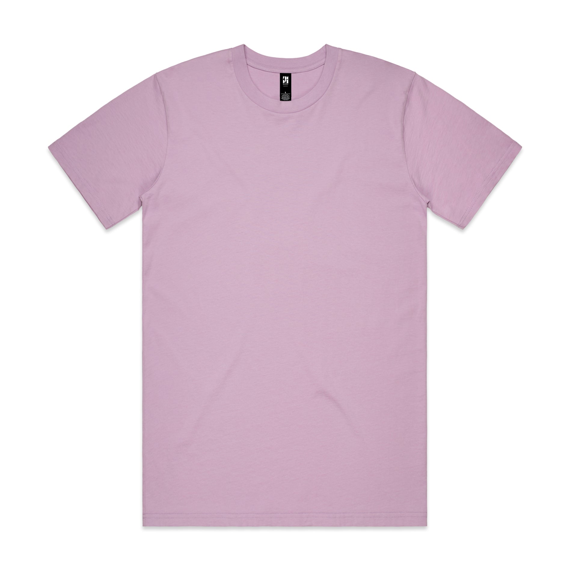 Classic heavyweight t-shirt in soft lavender with subtle stitching, perfect for comfortable work uniforms or casual workwear
