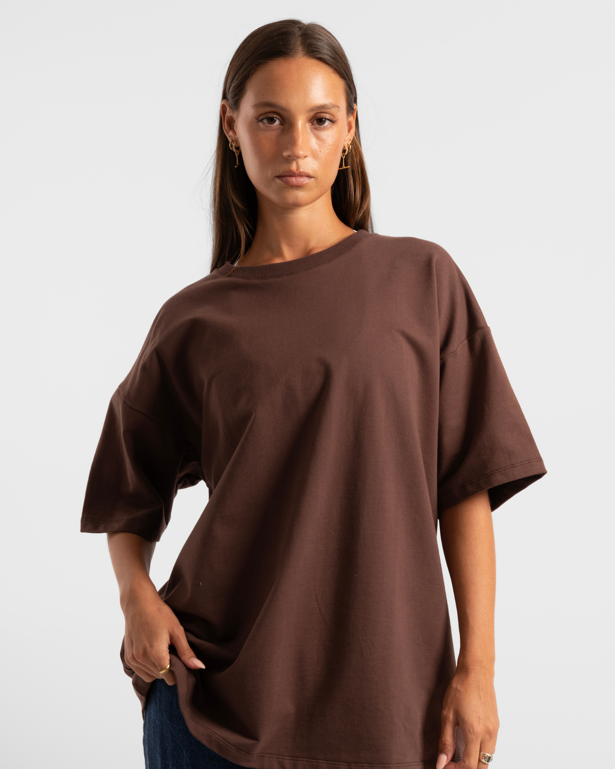 Luxe Oversized Tee - Chocolate
