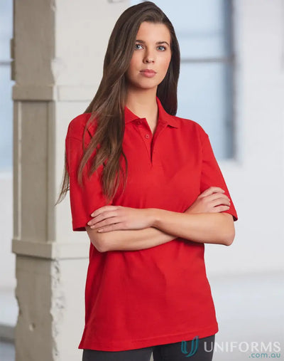 Red polo shirt in 5x Bundle Adult Polo with poly cotton pique and ridged collar