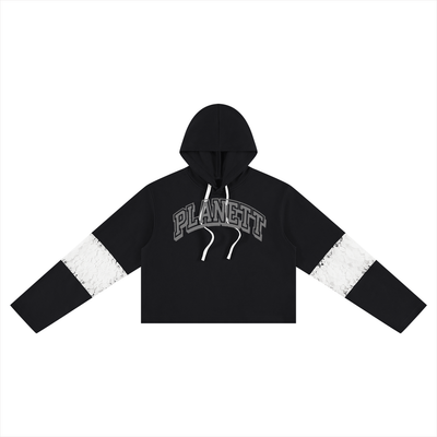 Women’s Cropped Lace-Panel Hoodie