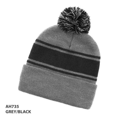 Striped PomPom Beanie